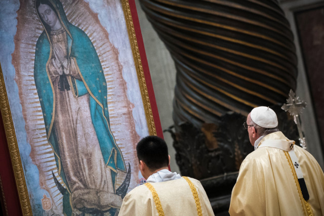 Pope Francis celebrates a mass on the occasion of the Virgin Mary of Guadalupe Festivity