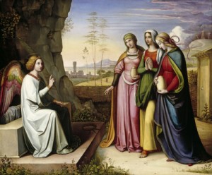 PAINTING OF ANGEL, WOMEN AT EMPTY TOMB OF CHRIST