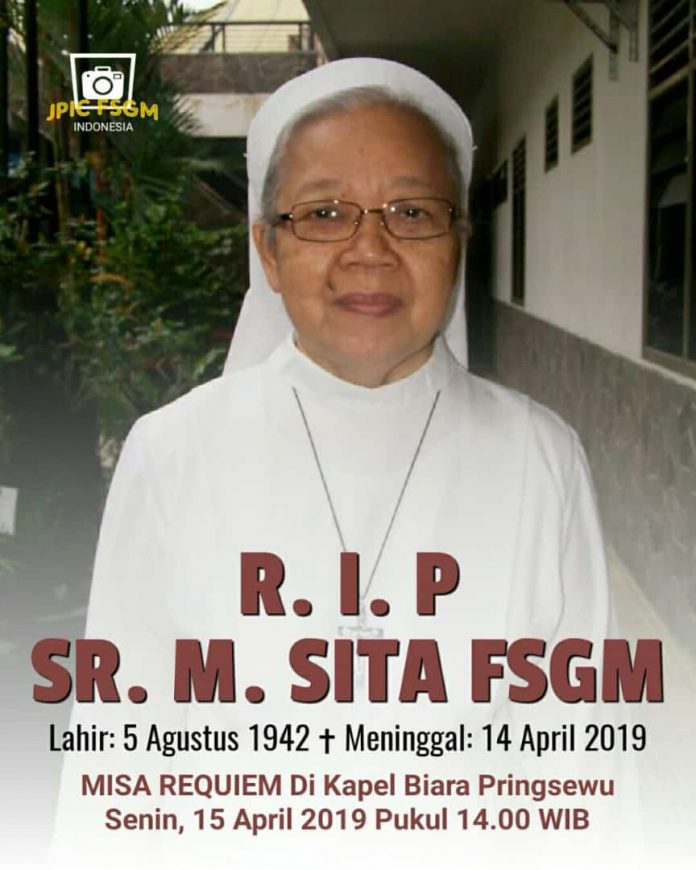 RIP Sr. Zita FSGM, Pemakaman Senin (15/4/19) di Lampung ...