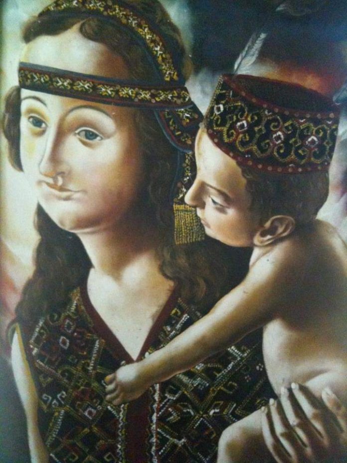 Salah satu konsep Bunda Maria dan Yesus Dayak yang menjadi inspirasi P. Nantes dalam mengkontekstualkan bakat seninya