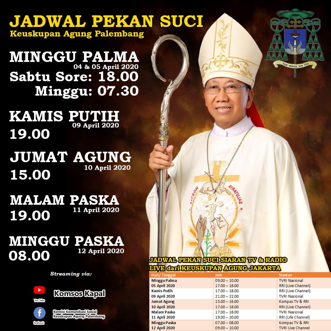Jadwal Misa Pekan Suci Online dengan Uskup Keuskupan Agung Palembang | SESAWI.NET