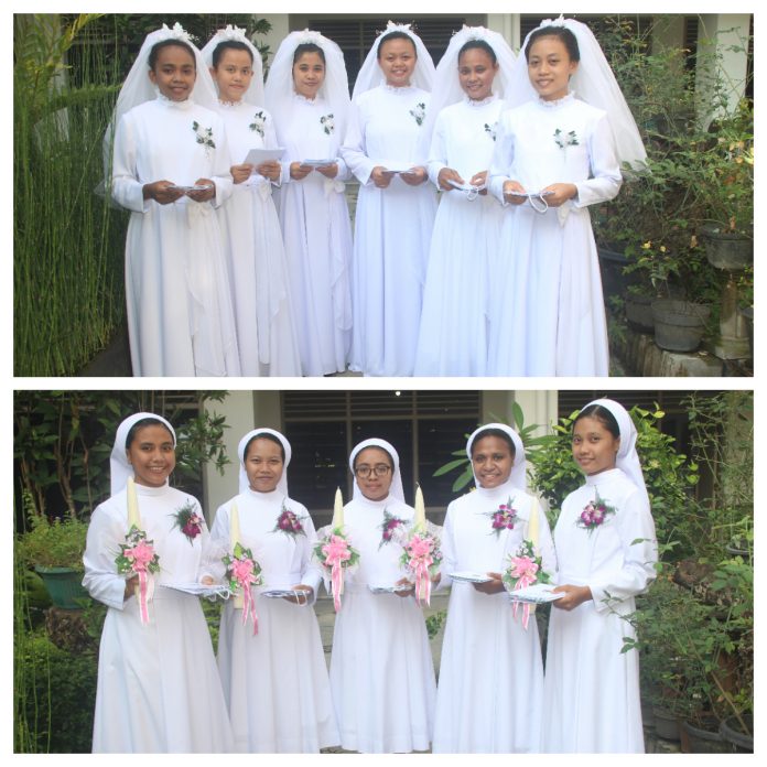Para calon dan suster FSGM sebelum penerimaan jubah biara dan pengucapan kaul pertama. (Sr. Fransiska Agustine FSGM)