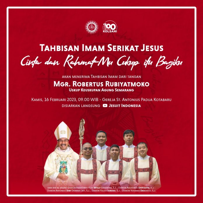 Lima diakon calon imam Jesuit akan menerima Sakramen Imamat dan ditahbiskan menjadi imam Februari 2025. (Kolsani)