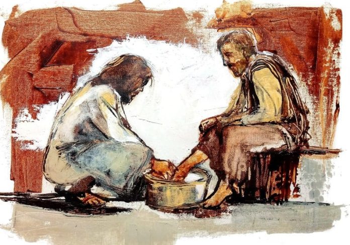 Dibasuh-Nya kaki murid-Nya, by Alida Bothma