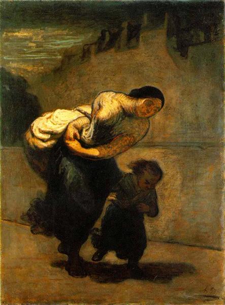 Menggendong beban, by Honore Daumier