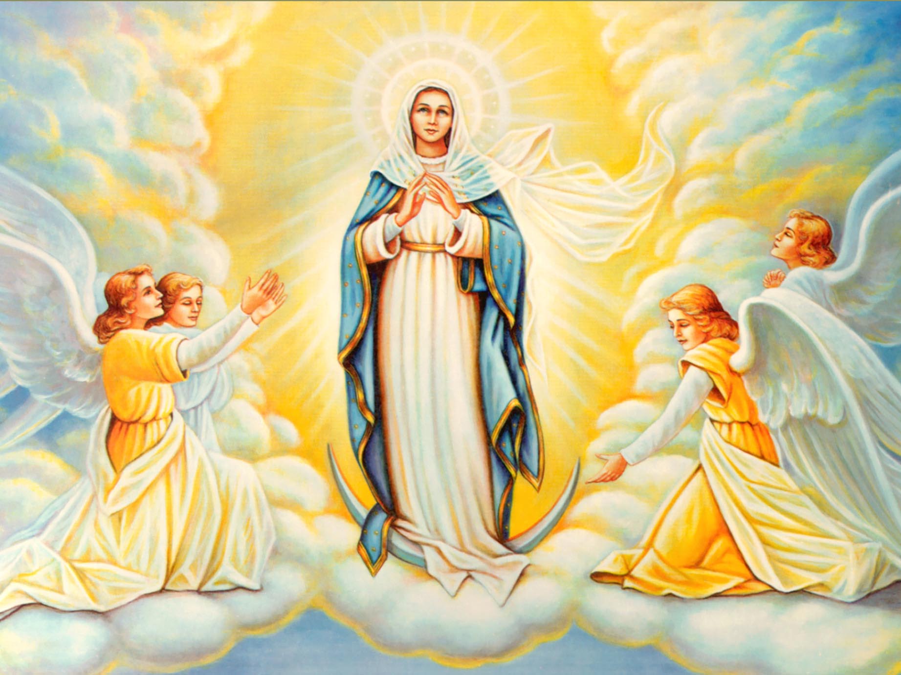 Ангелов царице. Вознесение Пресвятой Девы Марии. Католическая икона Вознесения Богородицы.