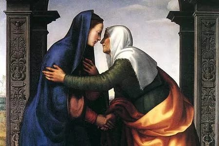 Ibu Maria mengunjungi Ibu Elizabet, by Mariotto Albertinelli, 1503