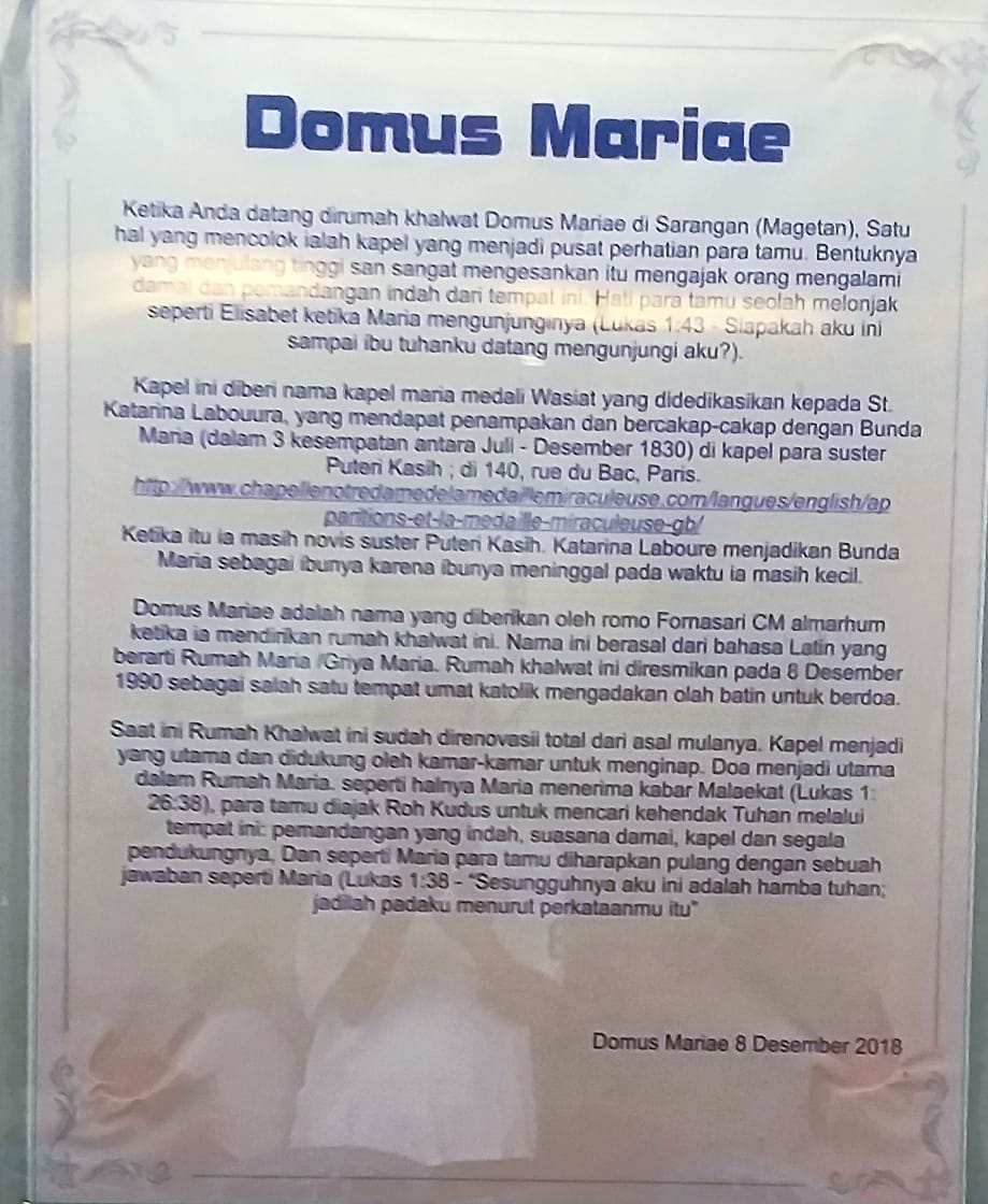 Rumah Retret Domus Mariae di Telaga Sarangan, Jatim