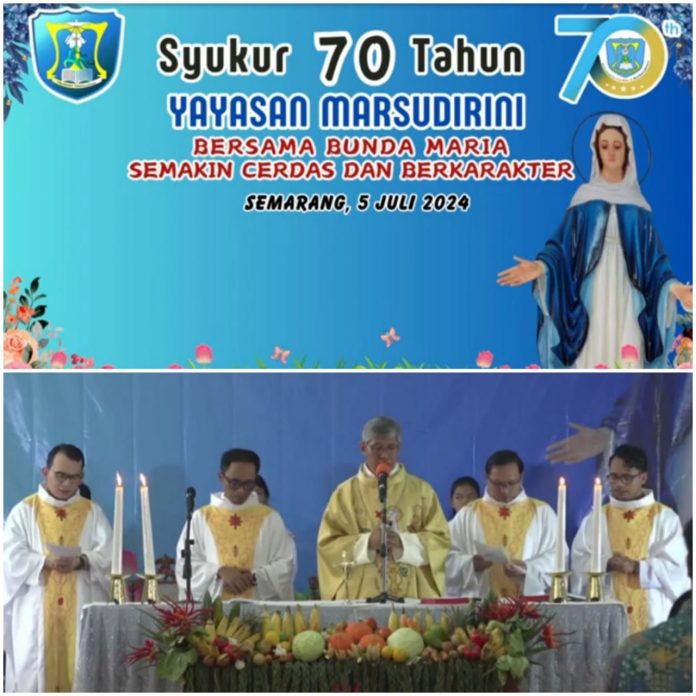 Ekaristi syukur atas perjalanan sejarah 70 tahun Yayasan Marsudirini milik Kongregasi Suster OSF Semarang, (Yayasan Marsudirini)