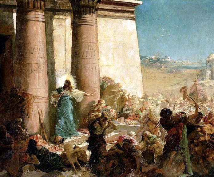 Mengusir pedagang dari Bait Allah, by Enrique Simonet