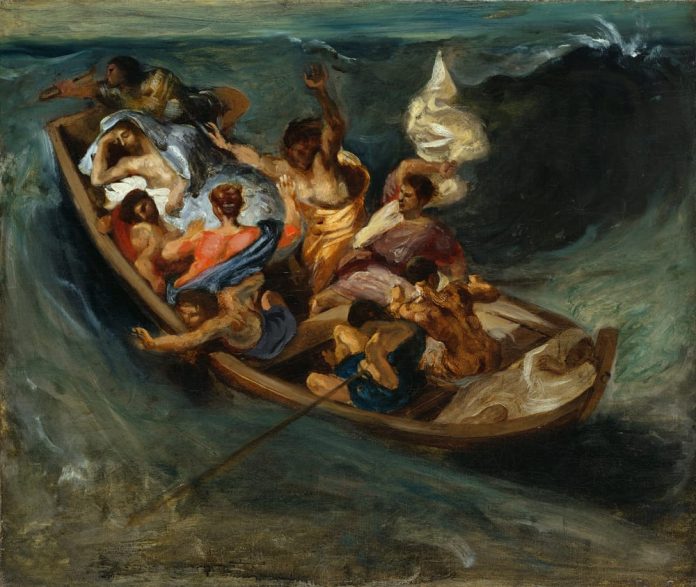 Ia tidur di tengah badai, by Eugène Delacroix