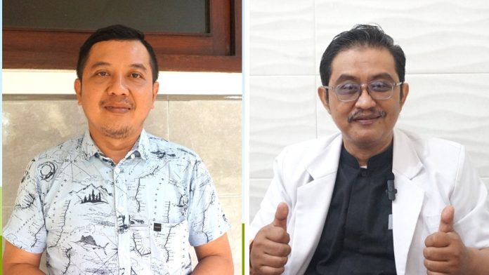 Kabid Kemasyarakatan Paroki Atmodirono Antonius Ariska (kiri) dan dokter Yuli Kusuma dari Klinik Lina Medika.(foto Elwin) (2)