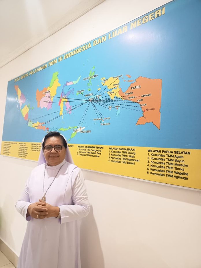 Sr. Epivani Ongirwalu TMM terpilih menjadi Pemimpin Umum baru Kongregasi Suster-suster Maria Mediatrix atau TMM. (Dok. TMM)