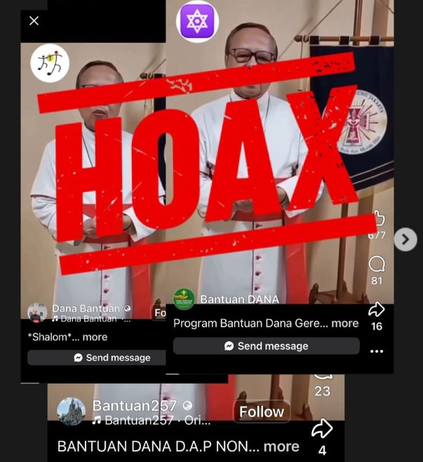 Konten palsu yang menggunakan teknologi AI Deep Fake dengan memalsukan konten pesan Uskup Keuskupan Agung Jakarta. (IG)